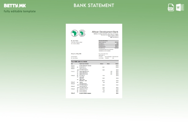 модерен стил Бенин за африкански развој банкарски шаблон ексел